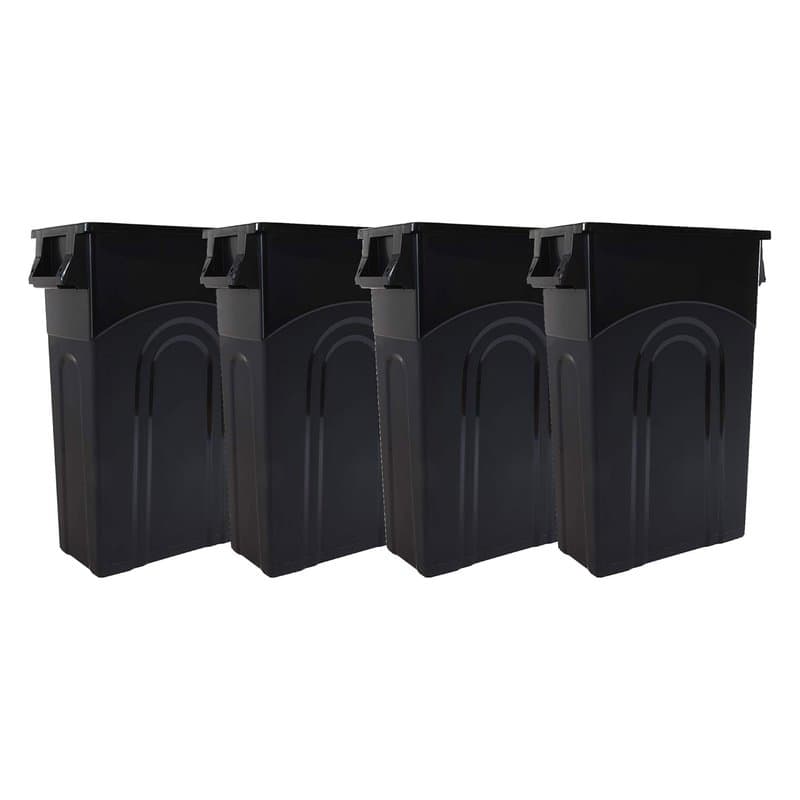 United Solutions 23-Gallon Black Trash Cans - 4 Pack - Image 1
