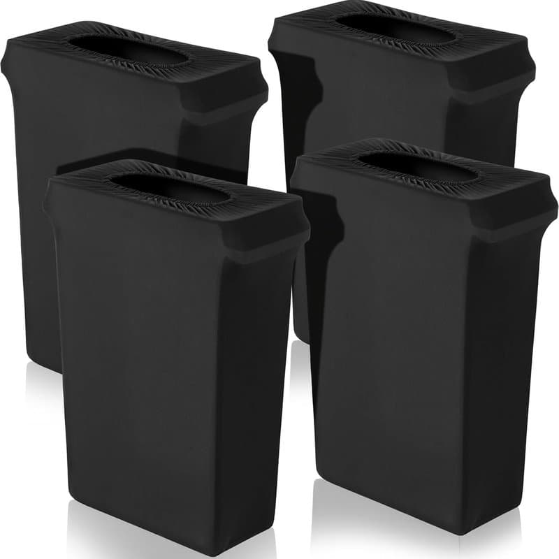 Spandex Trash Can Covers - Black Stretchable Decorative Covers - Image 1