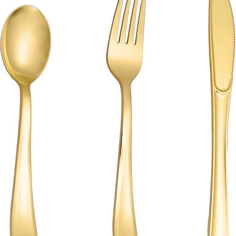 Gold Plastic Silverware - 200 Piece Disposable Cutlery Set