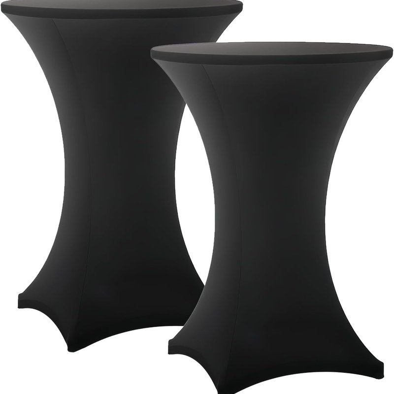 Spandex Cocktail Table Covers - Black Stretch Tablecloths (4-Pack)